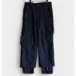 Obermeyer Alt 3 Juniors‎ Unisex Black Cargo Snow Pants Size 12 Adjustable Waist